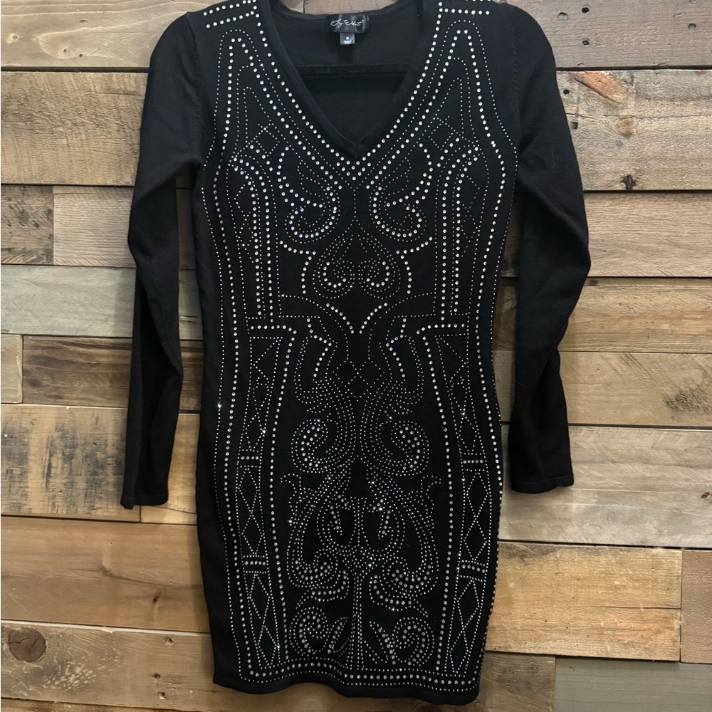 Elegant Black Studded Dress